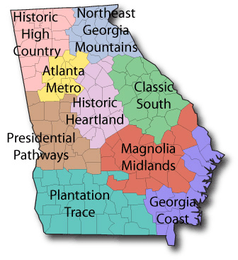 Where are the Georgia Mountains located?